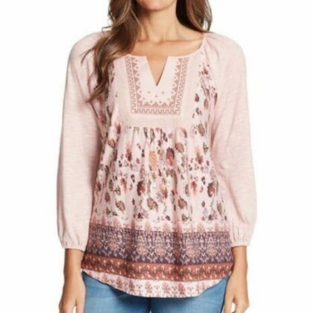 Vintage X America Pink Peasant Blouse Top SMALL